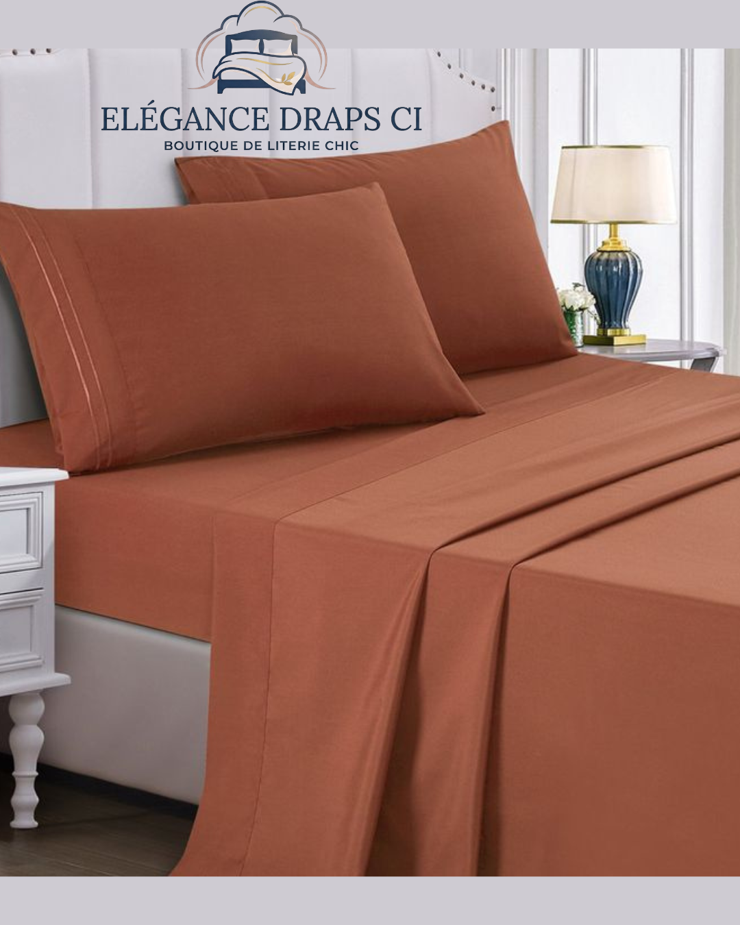 Lot de 2 Draps et 2 Taies – Design épuré et Confort Assuré Pour Lit trois Places